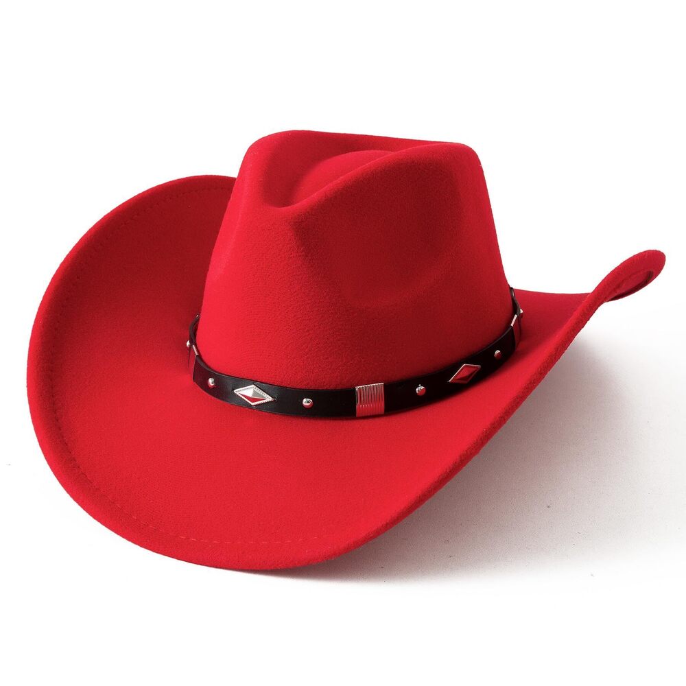 5655 Classic Felt Wide Brim Western Cowboy Cowgirl Hat with Belt